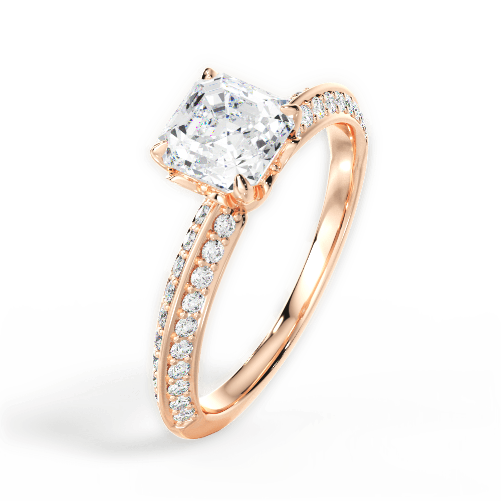 14kt Rose Gold/18kt Rose Gold/asscher/perspective