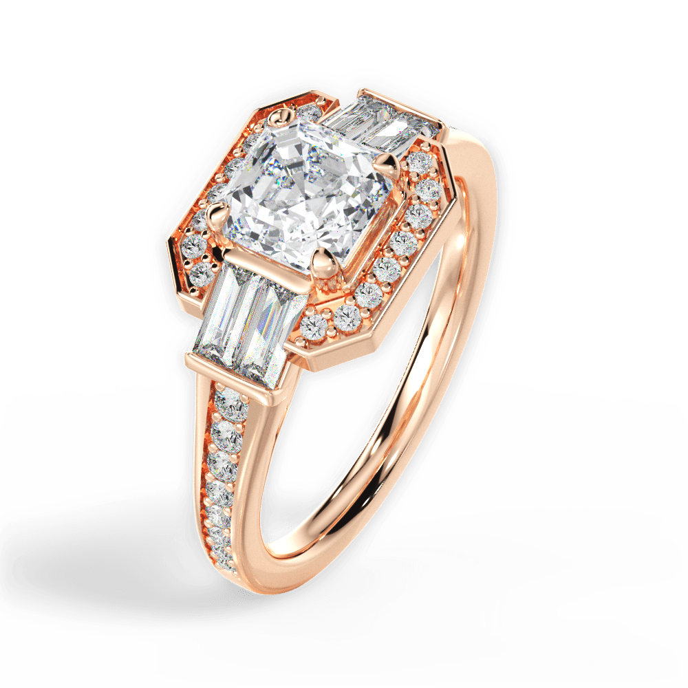 14kt Rose Gold/18kt Rose Gold/asscher/side