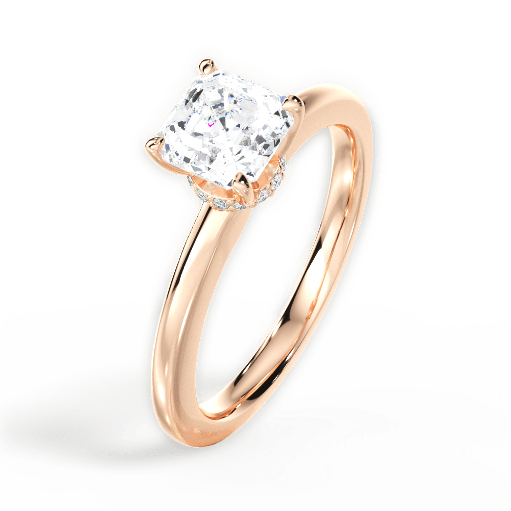 14kt Rose Gold/18kt Rose Gold/asscher/side