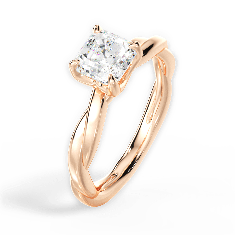 14kt Rose Gold/18kt Rose Gold/asscher/side