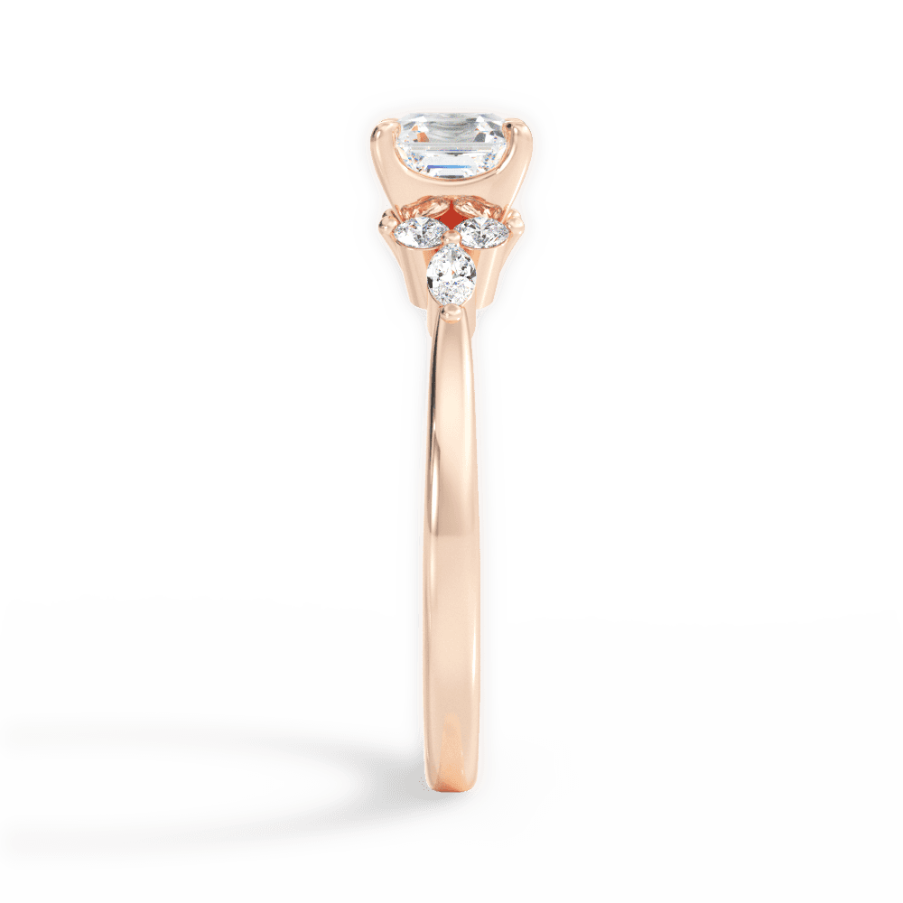 14kt Rose Gold/18kt Rose Gold/asscher/side