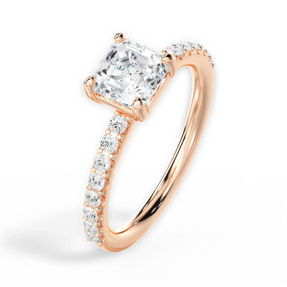 14kt Rose Gold/18kt Rose Gold/asscher/side