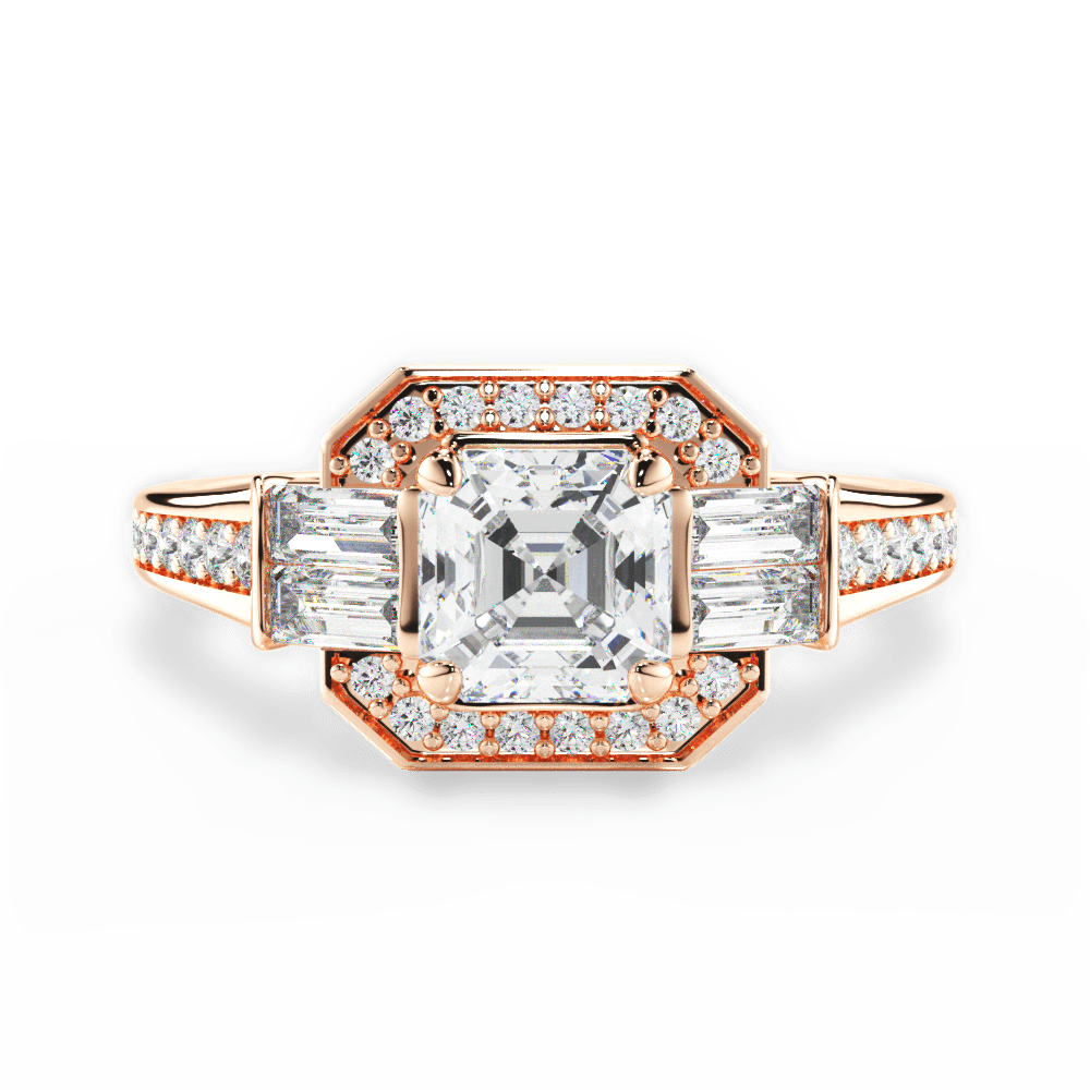 14kt Rose Gold/18kt Rose Gold/asscher/top