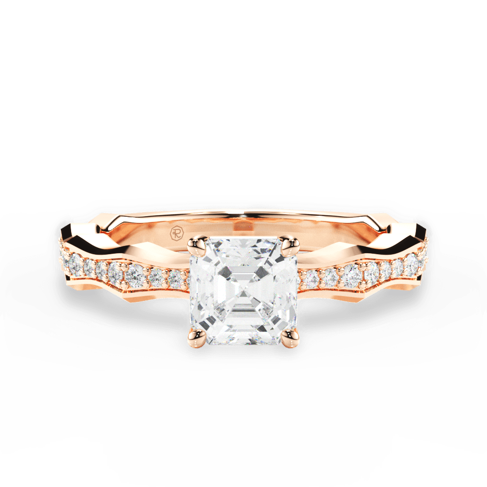 14kt Rose Gold/18kt Rose Gold/asscher/top