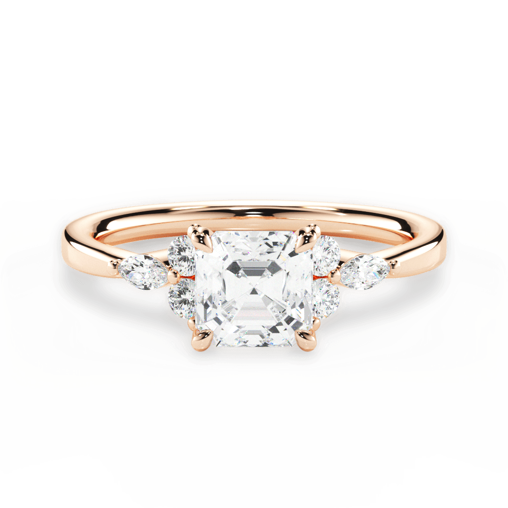 14kt Rose Gold/18kt Rose Gold/asscher/top