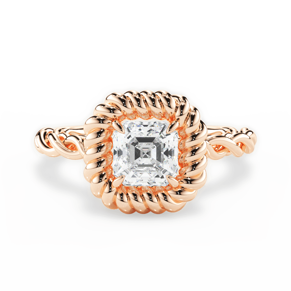 14kt Rose Gold/18kt Rose Gold/asscher/top