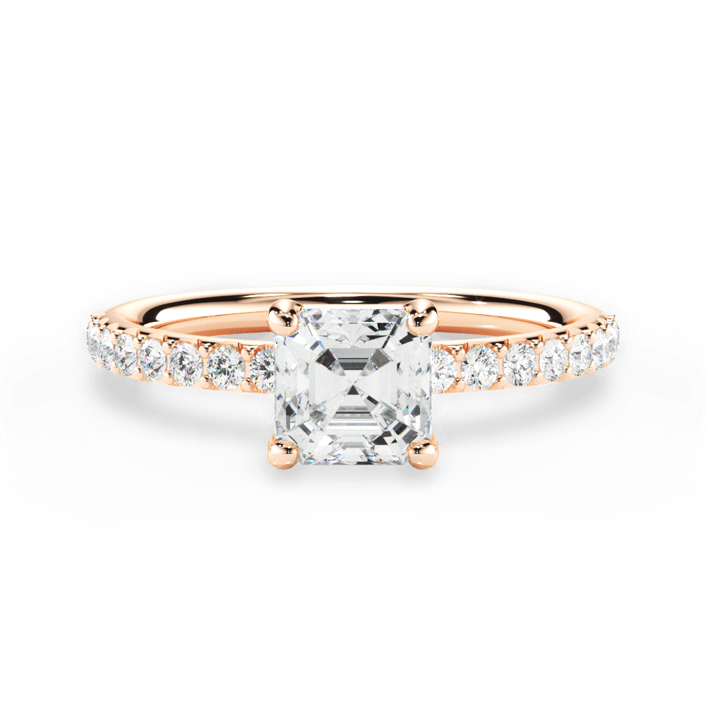 14kt Rose Gold/18kt Rose Gold/asscher/top