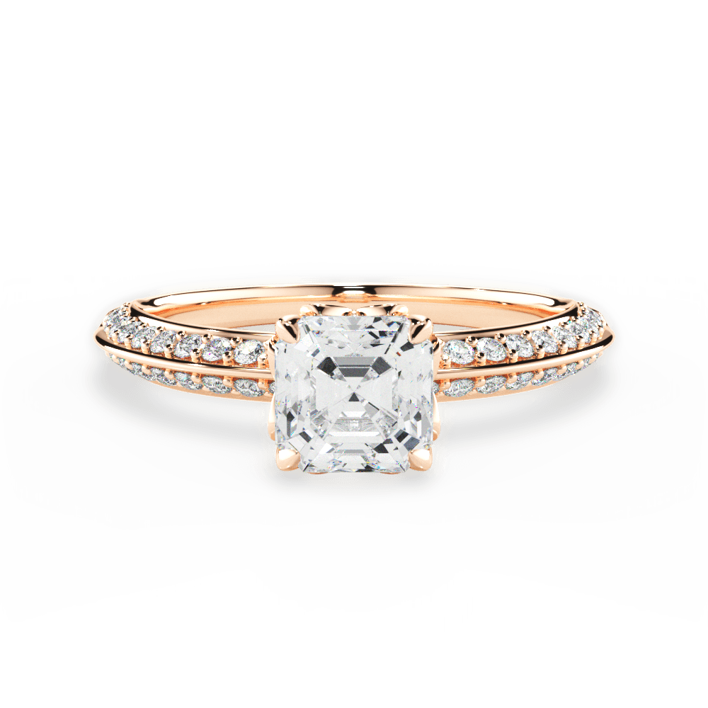 14kt Rose Gold/18kt Rose Gold/asscher/top