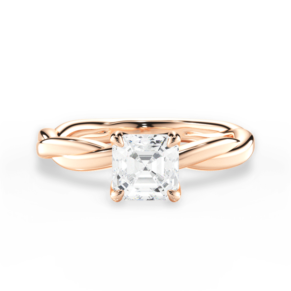 14kt Rose Gold/18kt Rose Gold/asscher/top