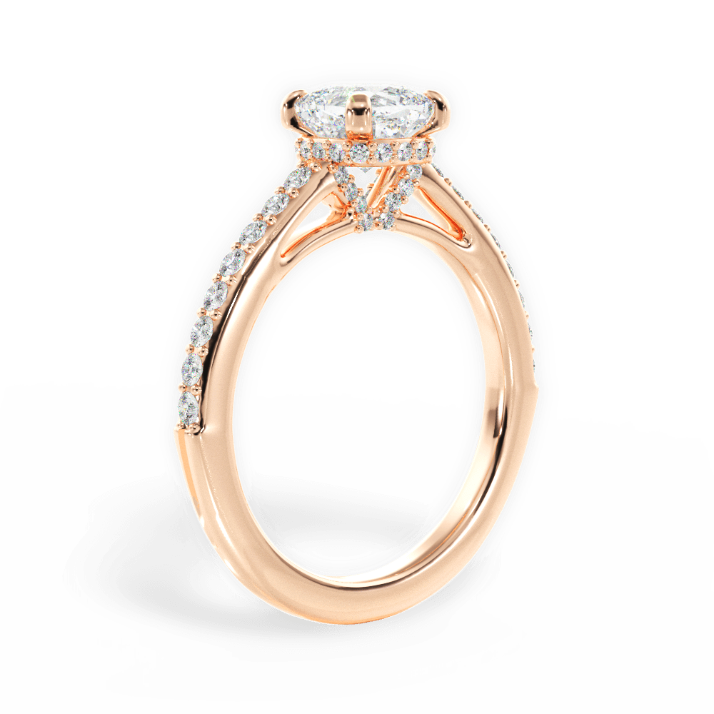 14kt Rose Gold/18kt Rose Gold/cushion/front