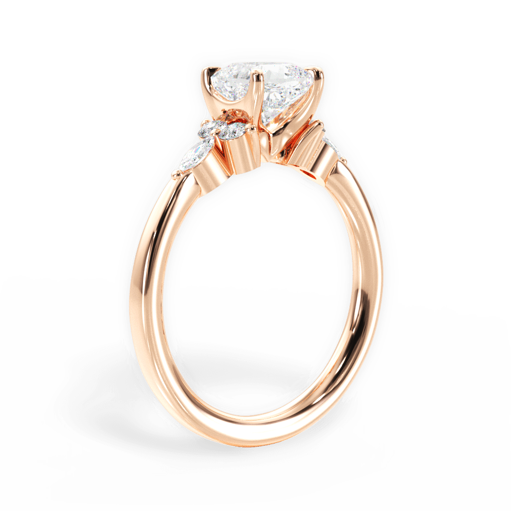 14kt Rose Gold/18kt Rose Gold/cushion/front