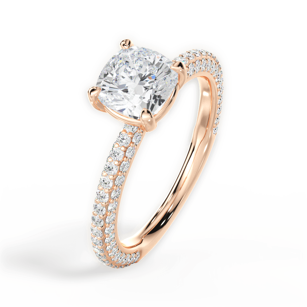 14kt Rose Gold/18kt Rose Gold/cushion/front