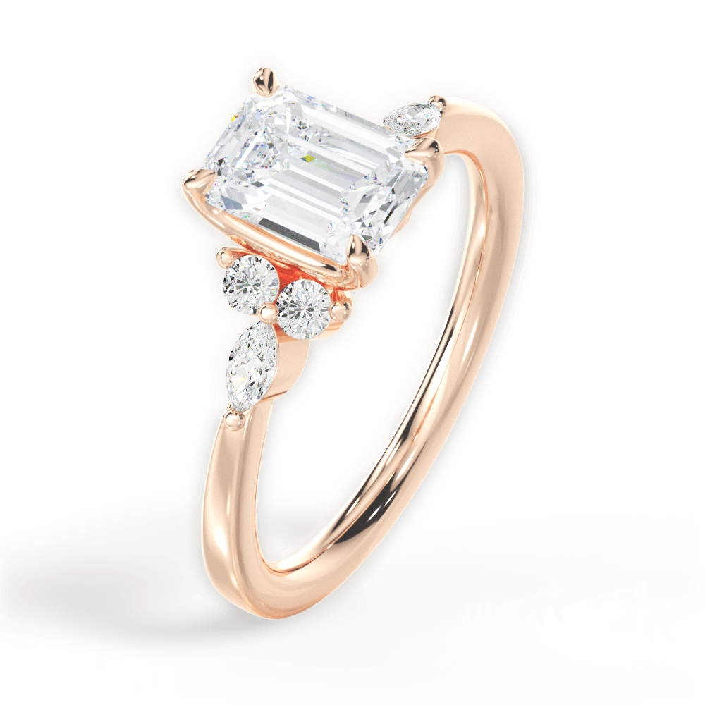14kt Rose Gold/18kt Rose Gold/emerald/perspective