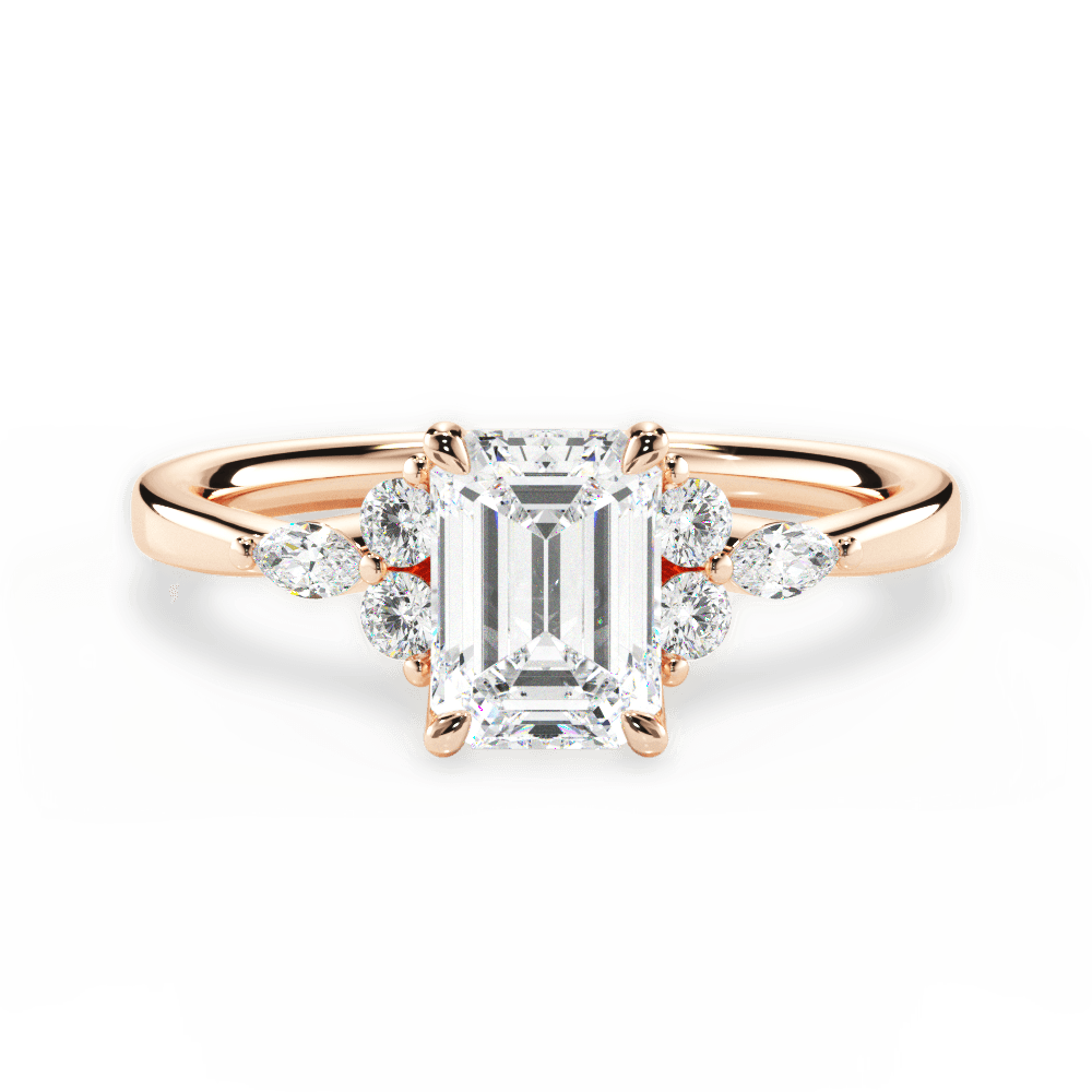 14kt Rose Gold/18kt Rose Gold/emerald/top