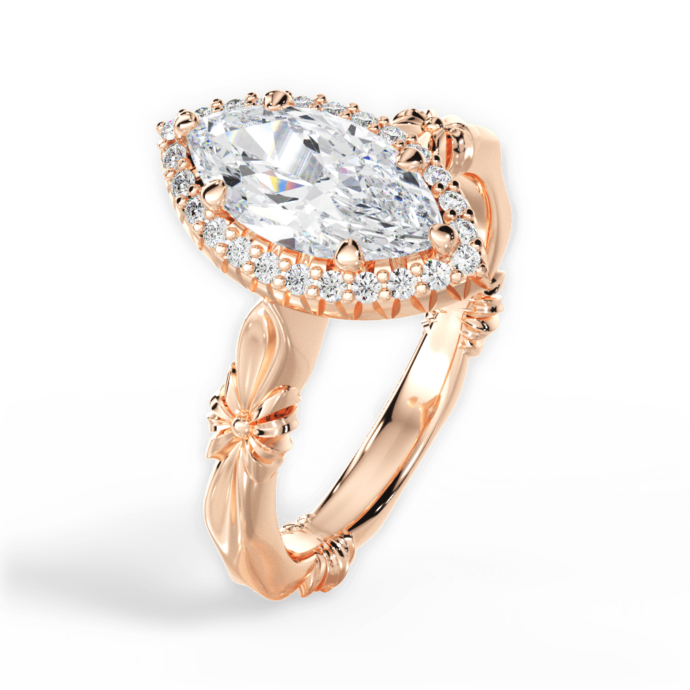 14kt Rose Gold/18kt Rose Gold/marquise/side