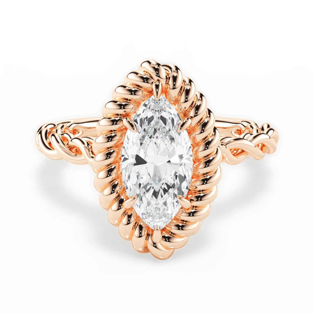 14kt Rose Gold/18kt Rose Gold/marquise/top