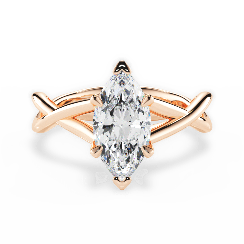 14kt Rose Gold/18kt Rose Gold/marquise/top