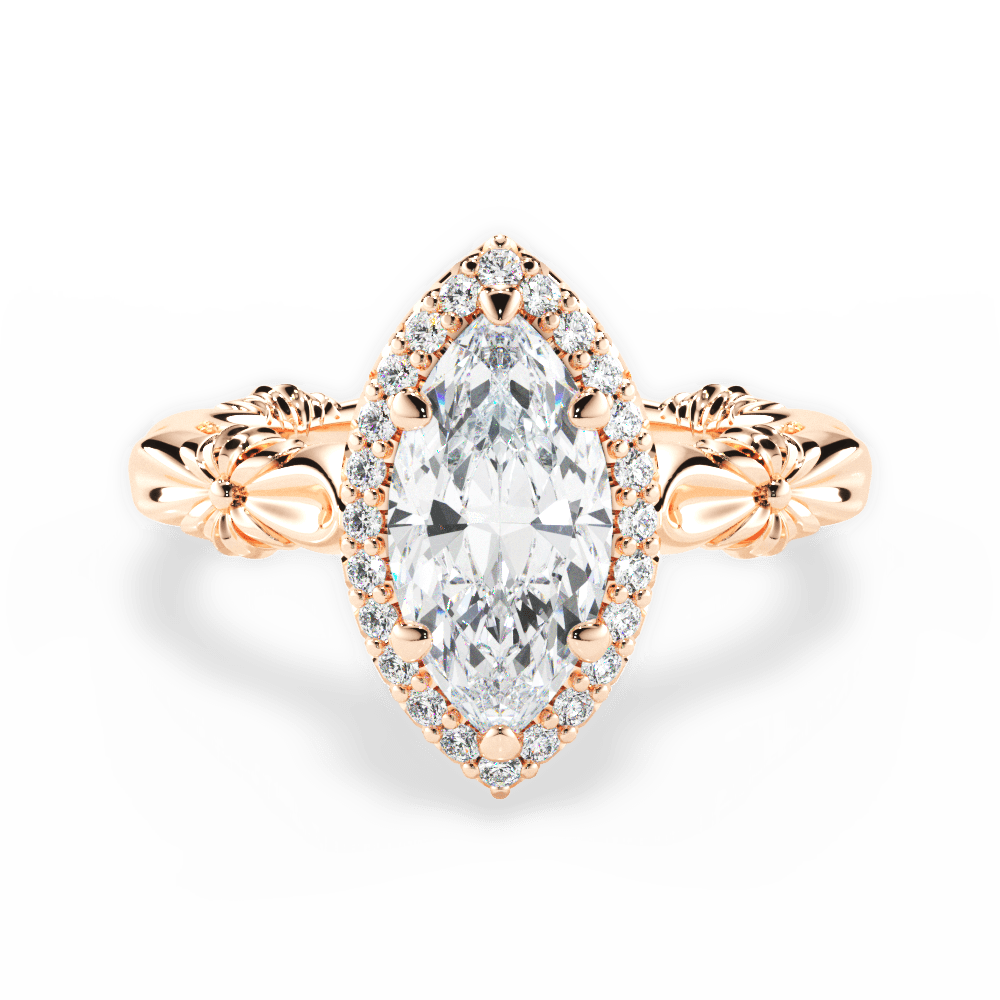14kt Rose Gold/18kt Rose Gold/marquise/top