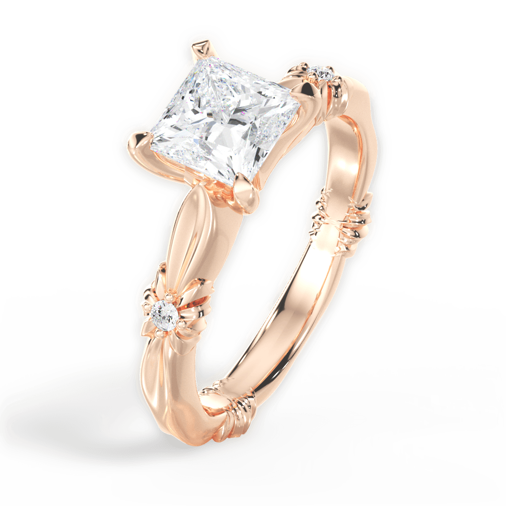 14kt Rose Gold/18kt Rose Gold/princess/perspective