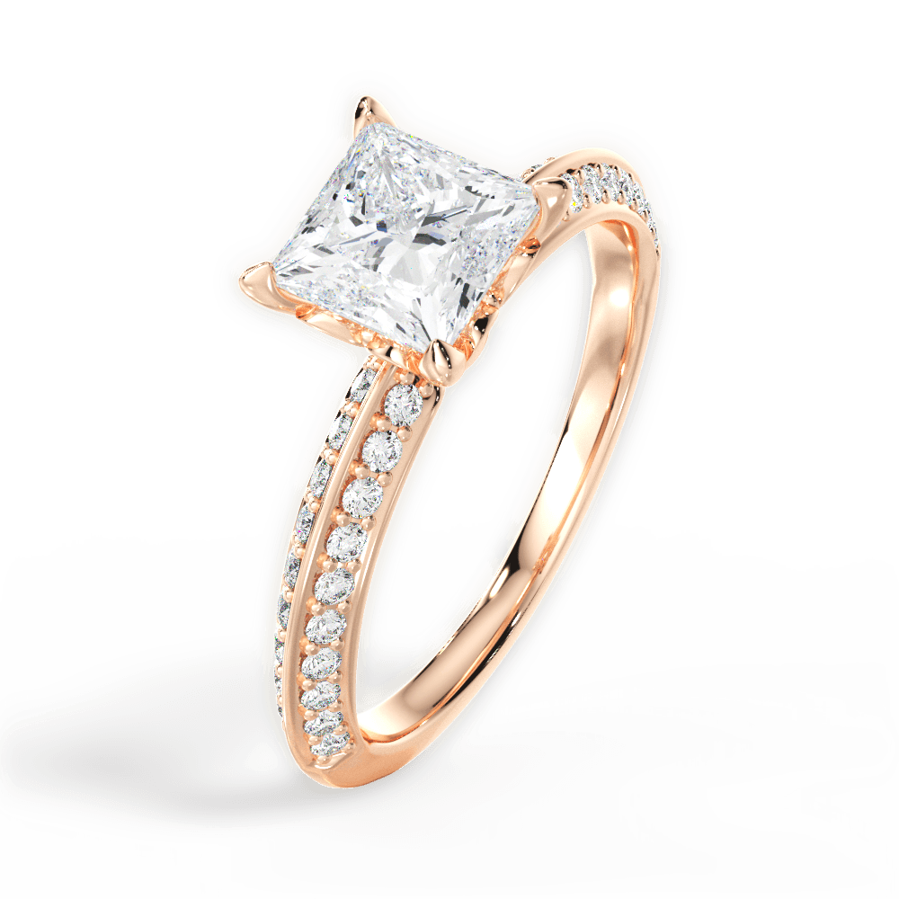 14kt Rose Gold/18kt Rose Gold/princess/perspective