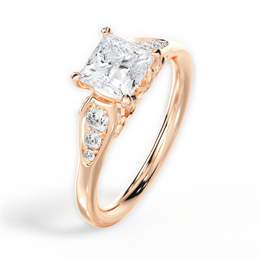 14kt Rose Gold/18kt Rose Gold/princess/perspective