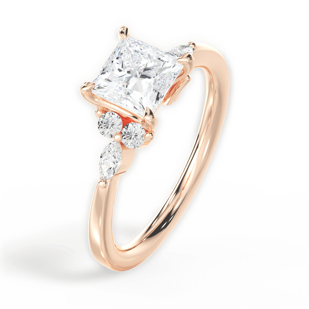 14kt Rose Gold/18kt Rose Gold/princess/perspective