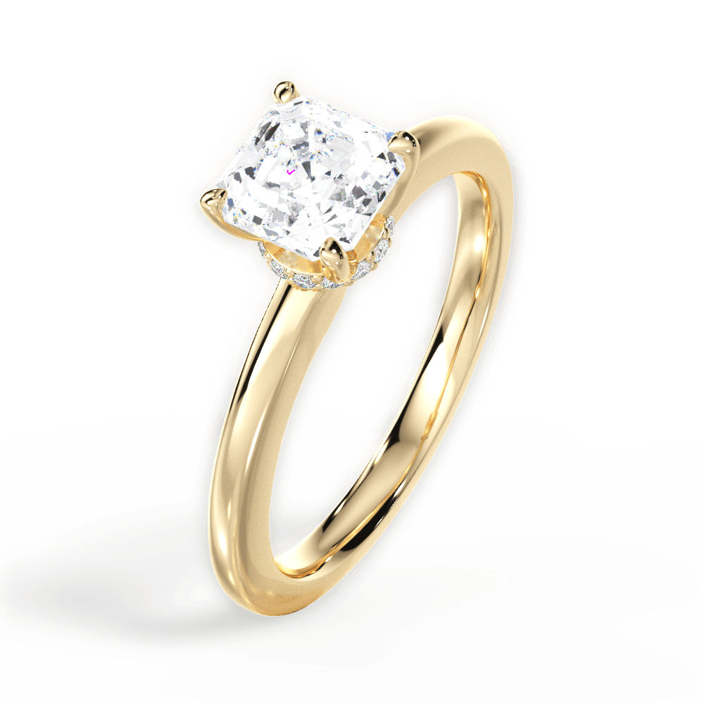 14kt Yellow Gold/18kt Yellow Gold/asscher/side