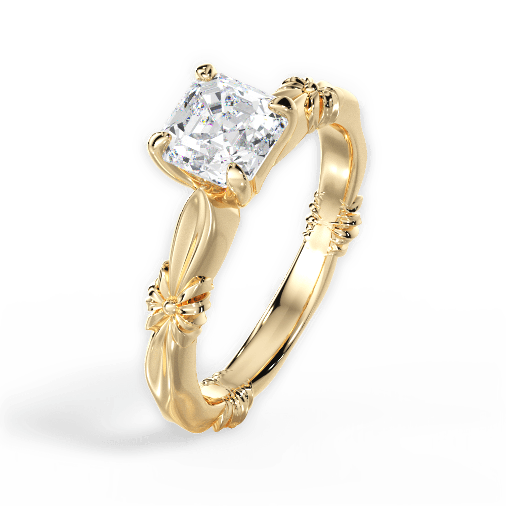 14kt Yellow Gold/18kt Yellow Gold/asscher/side