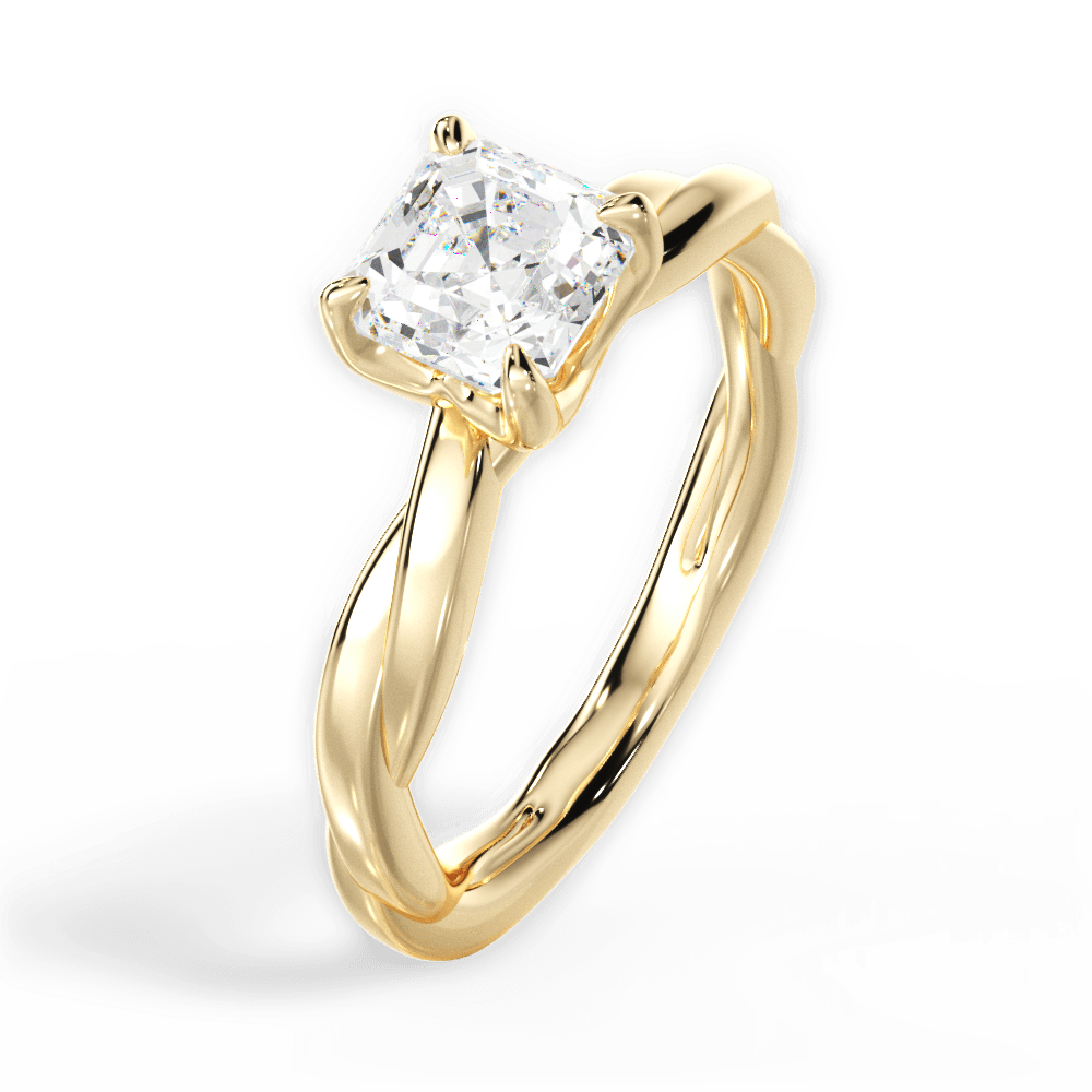 14kt Yellow Gold/18kt Yellow Gold/asscher/side