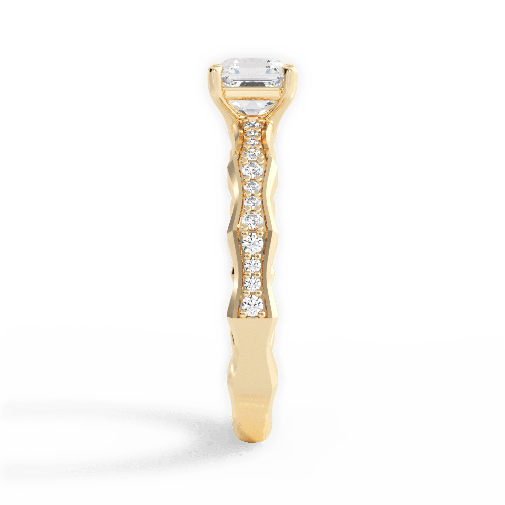14kt Yellow Gold/18kt Yellow Gold/asscher/side