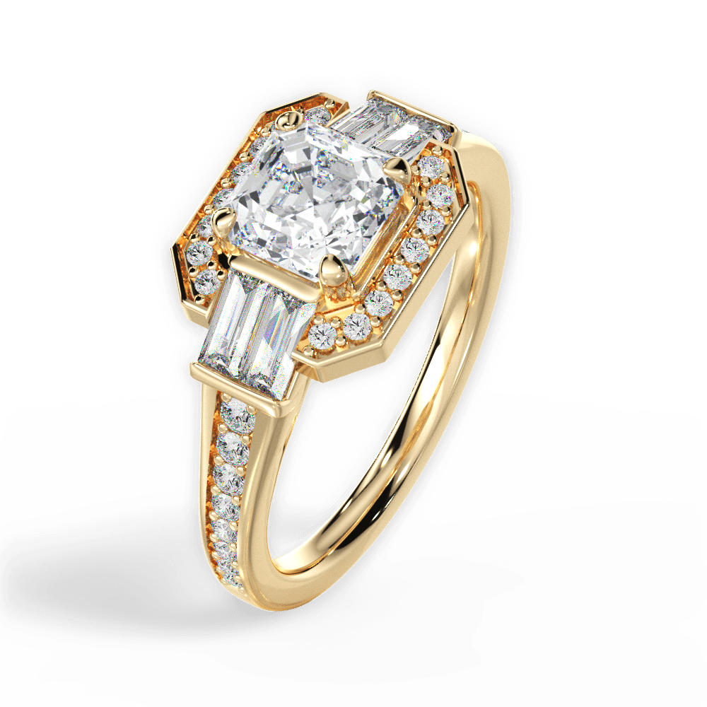 14kt Yellow Gold/18kt Yellow Gold/asscher/side