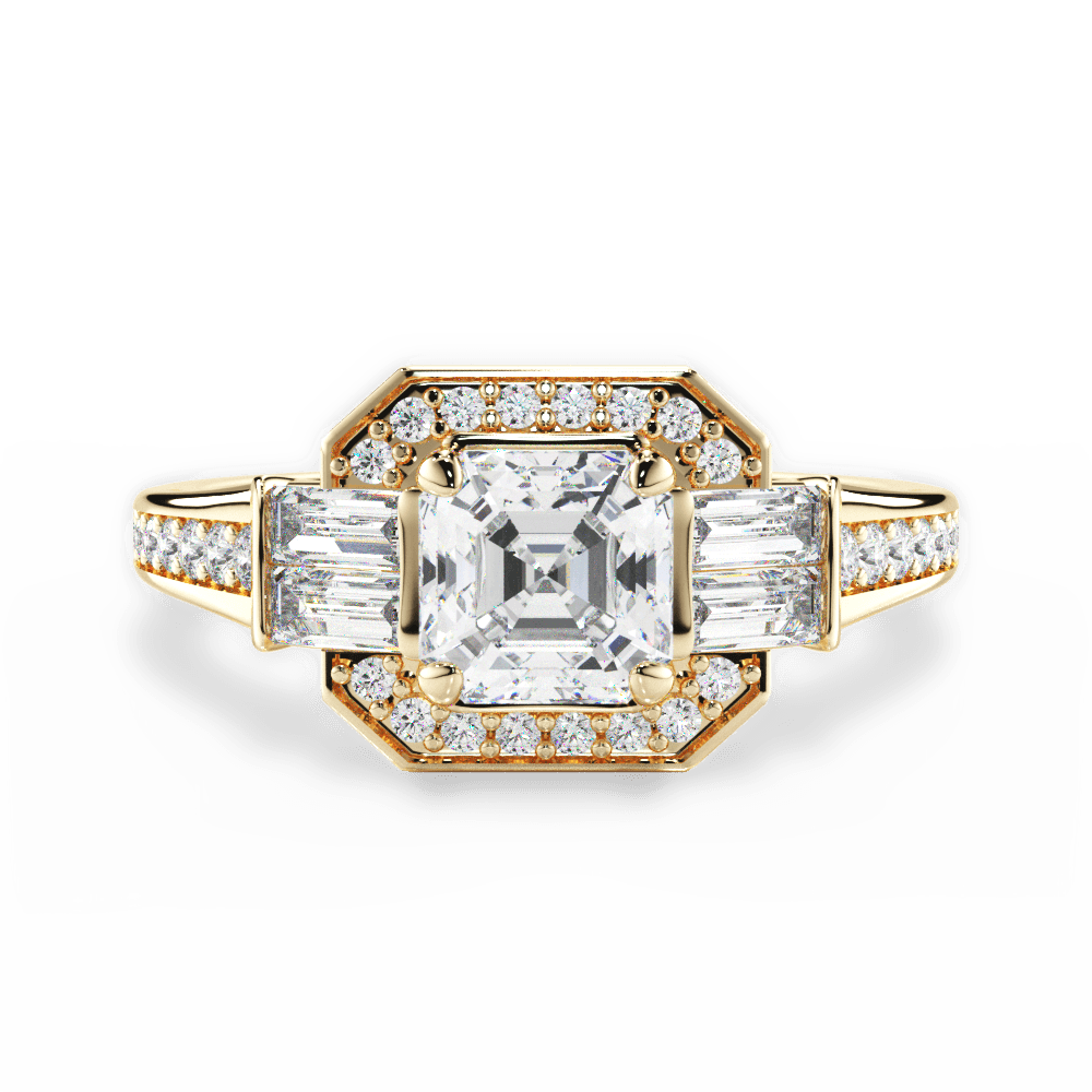 14kt Yellow Gold/18kt Yellow Gold/asscher/top