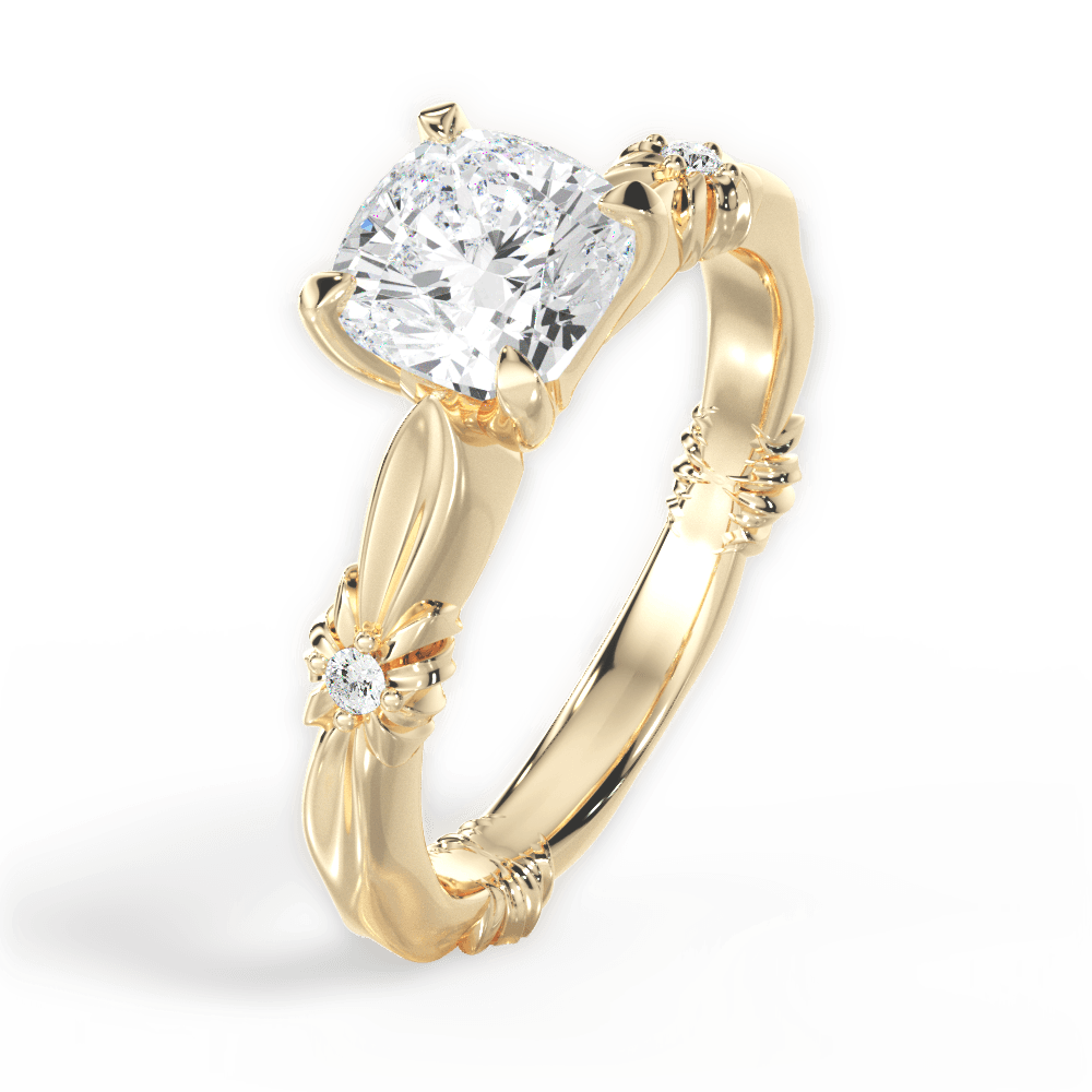 14kt Yellow Gold/18kt Yellow Gold/cushion/front