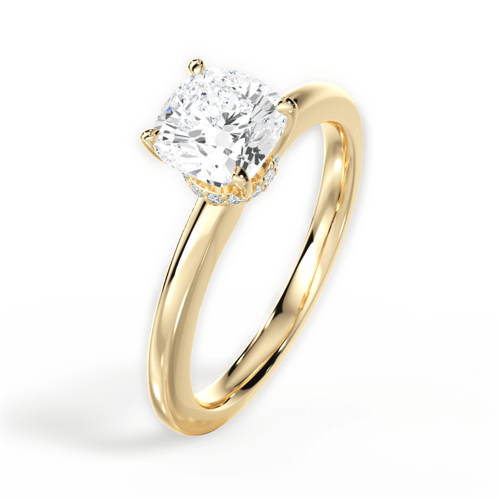 14kt Yellow Gold/18kt Yellow Gold/cushion/side