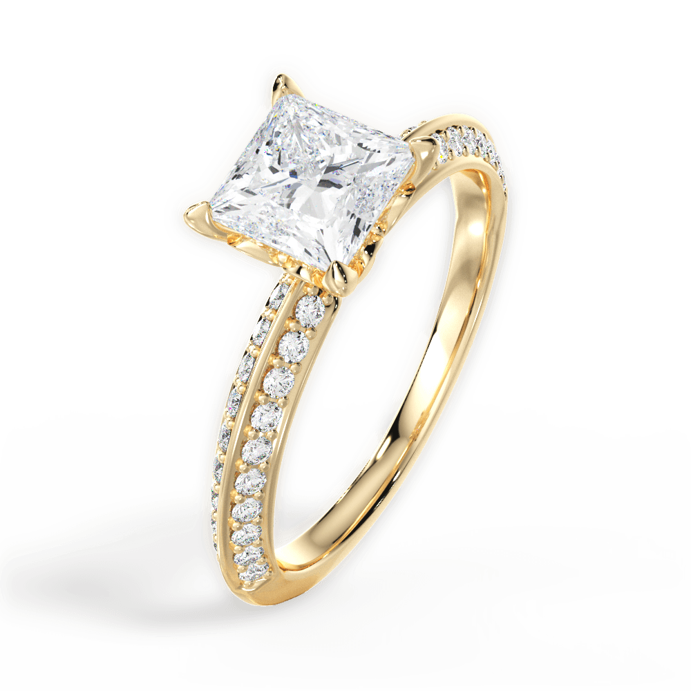 14kt Yellow Gold/18kt Yellow Gold/princess/perspective