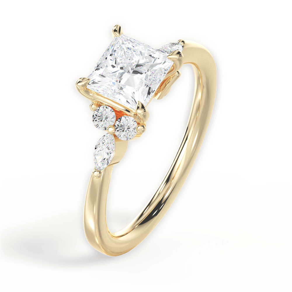 14kt Yellow Gold/18kt Yellow Gold/princess/perspective
