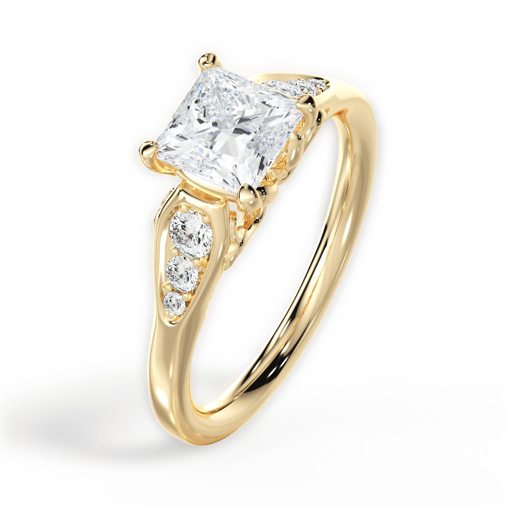 14kt Yellow Gold/18kt Yellow Gold/princess/perspective