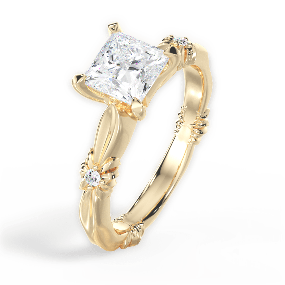 14kt Yellow Gold/18kt Yellow Gold/princess/perspective