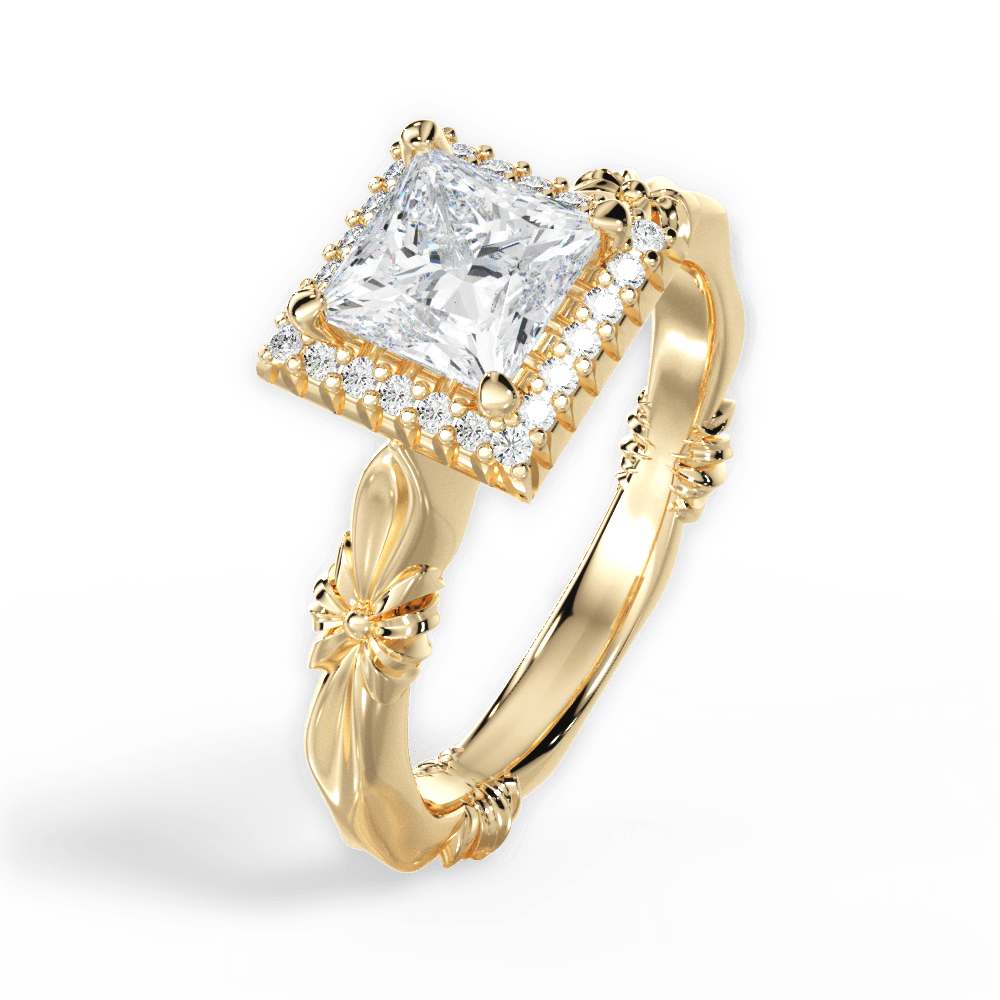 14kt Yellow Gold/18kt Yellow Gold/princess/side