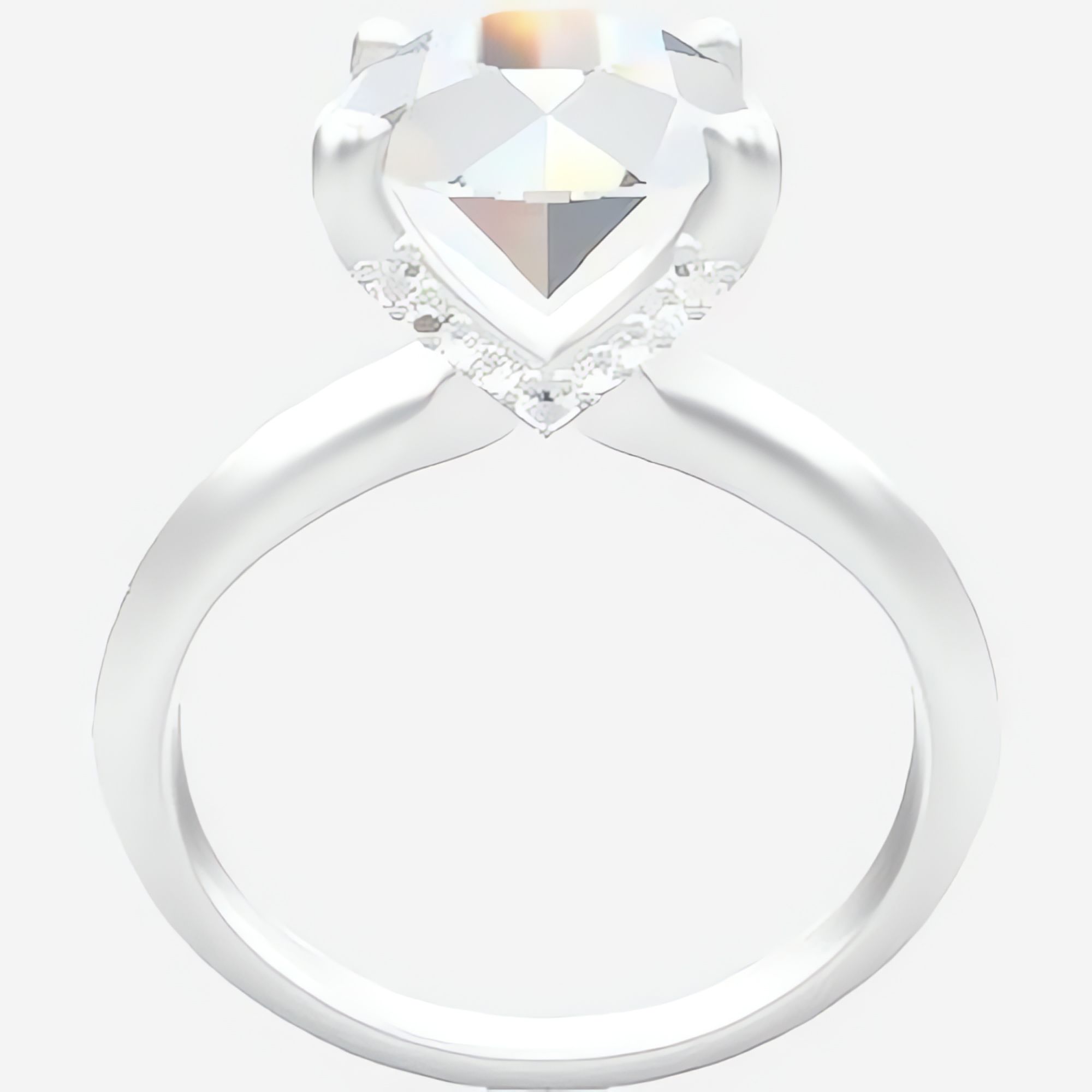 Knife Edge Engagement Ring With Pave V Prong Head