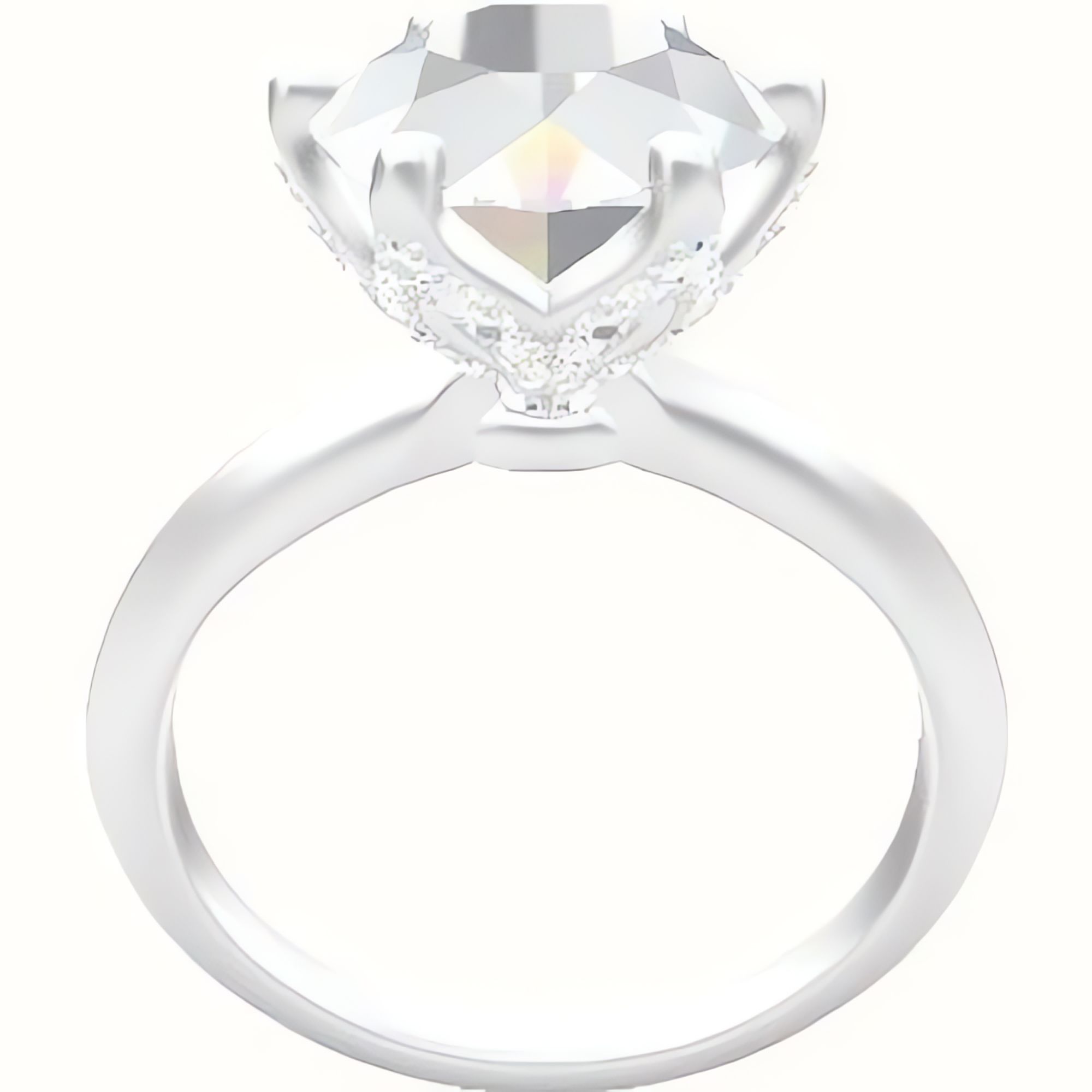 Knife Edge Engagement Ring With Pave Petal Six Prong Head
