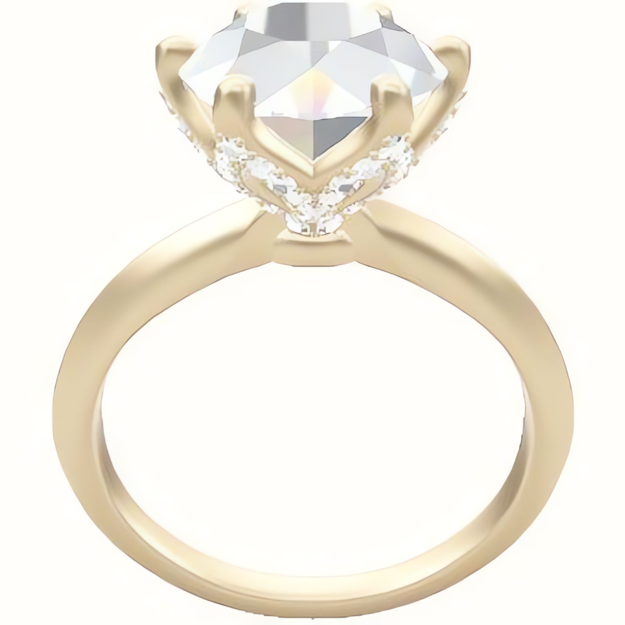 Knife Edge Engagement Ring With Pave Petal Six Prong Head