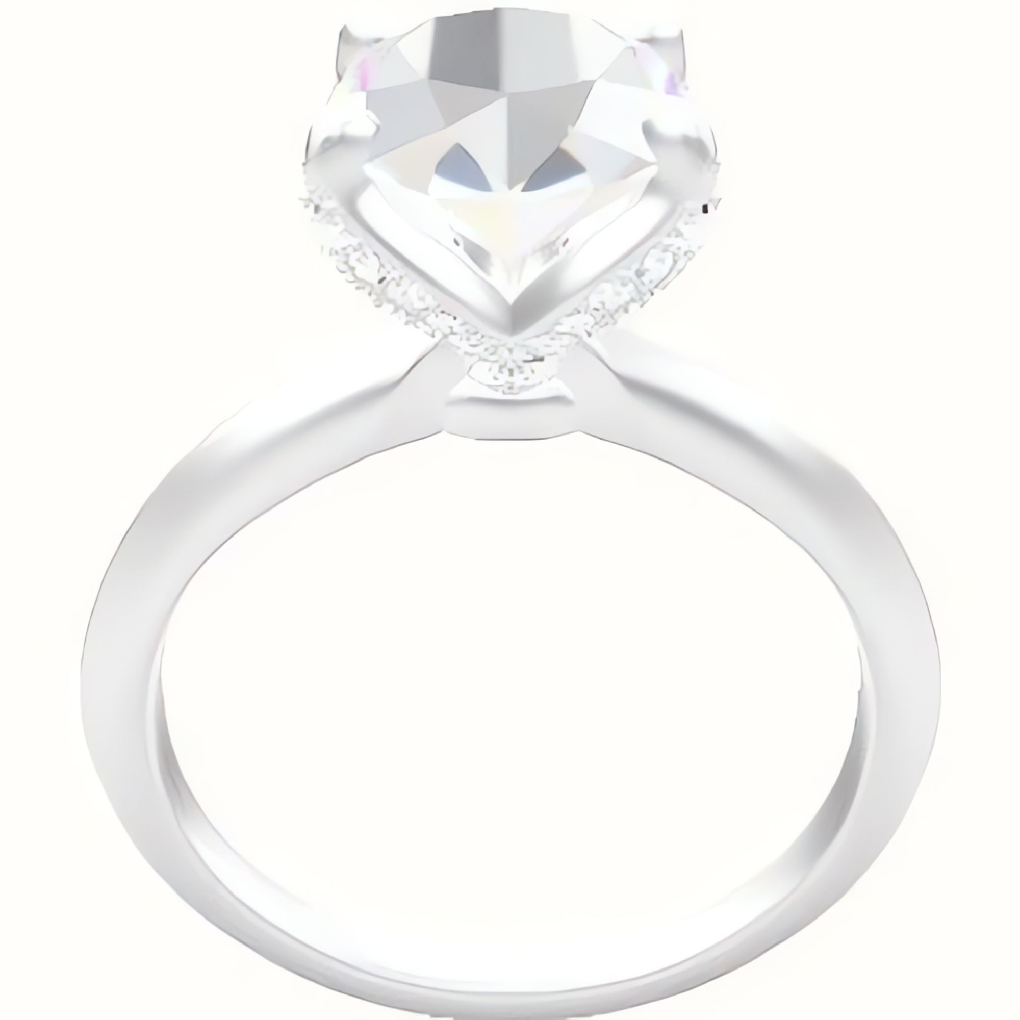 Knife Edge Engagement Ring With Pave Petal Four Prong Head