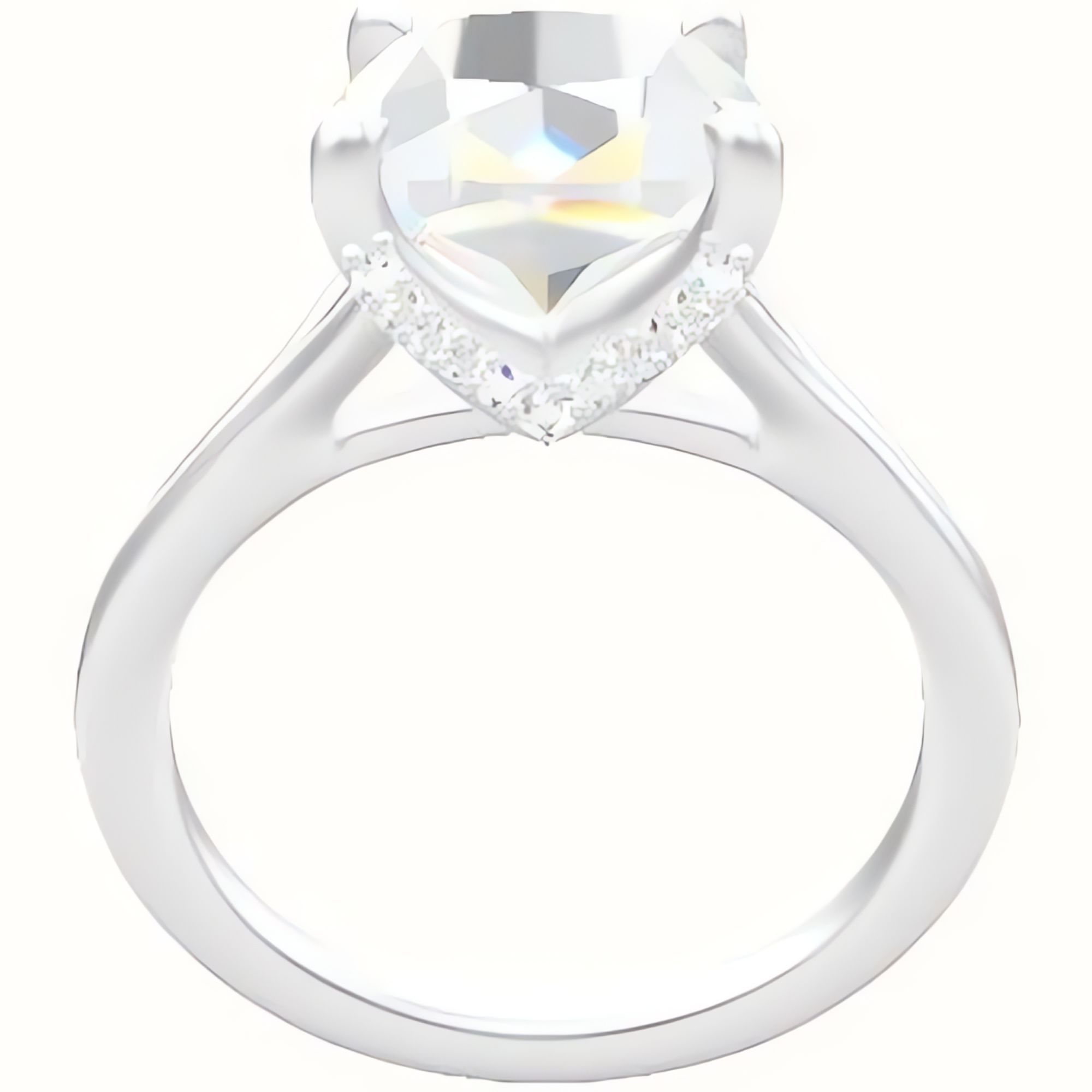 Split Cathedral Engagement Ring With Pave V Prong Head