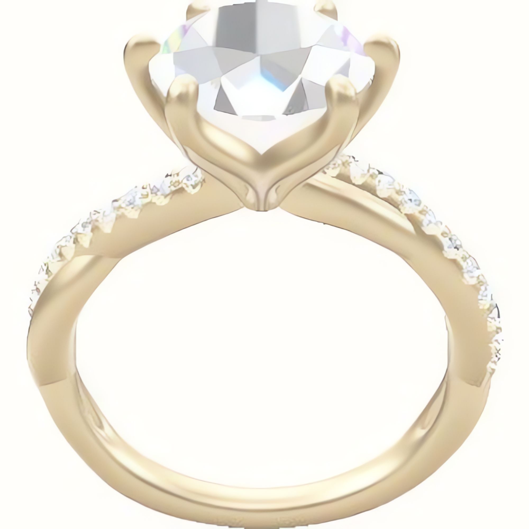 Pave Rope Engagement Ring With Petal Six Prong Head