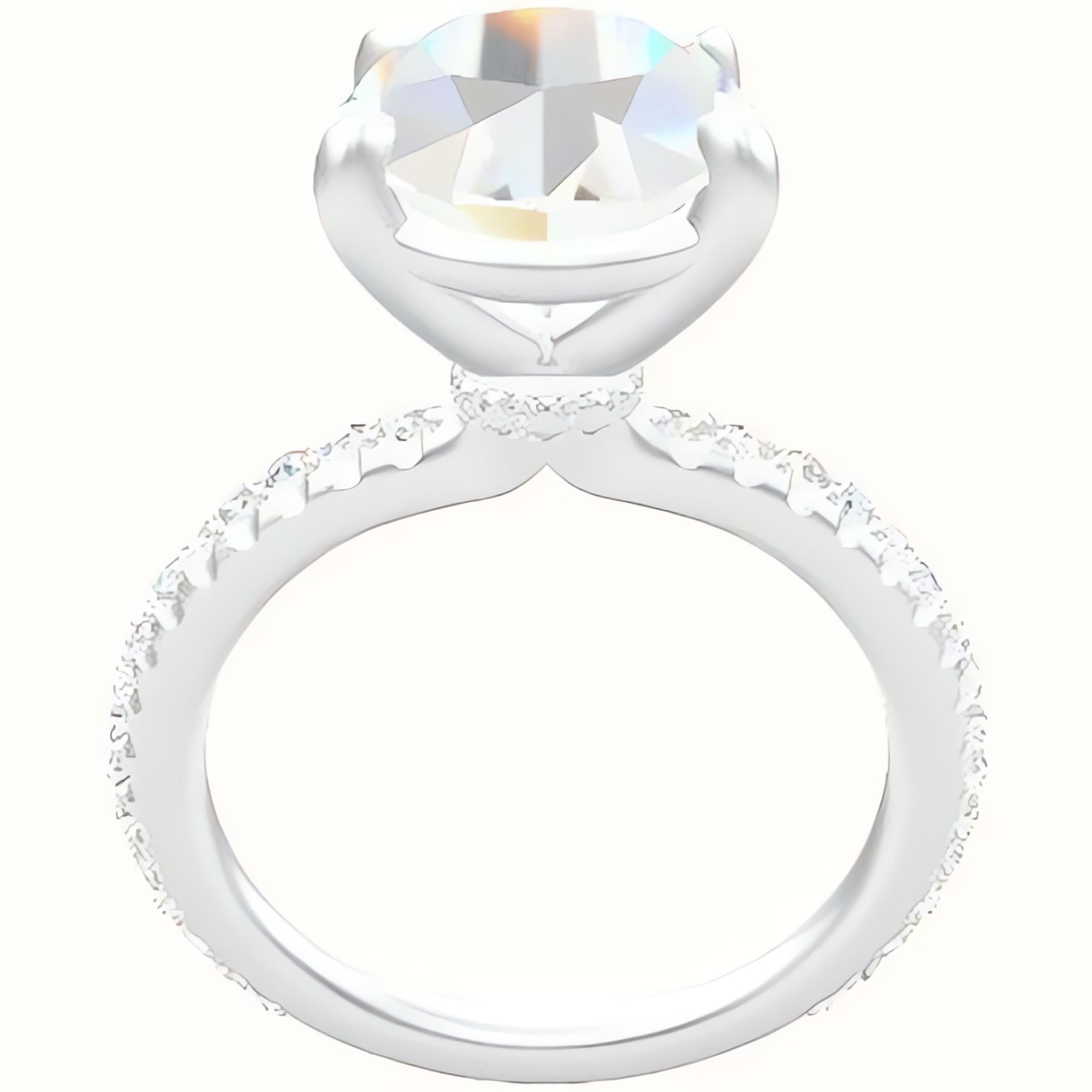 3/4 Pave Engagement Ring With Low Set Four Prong Head