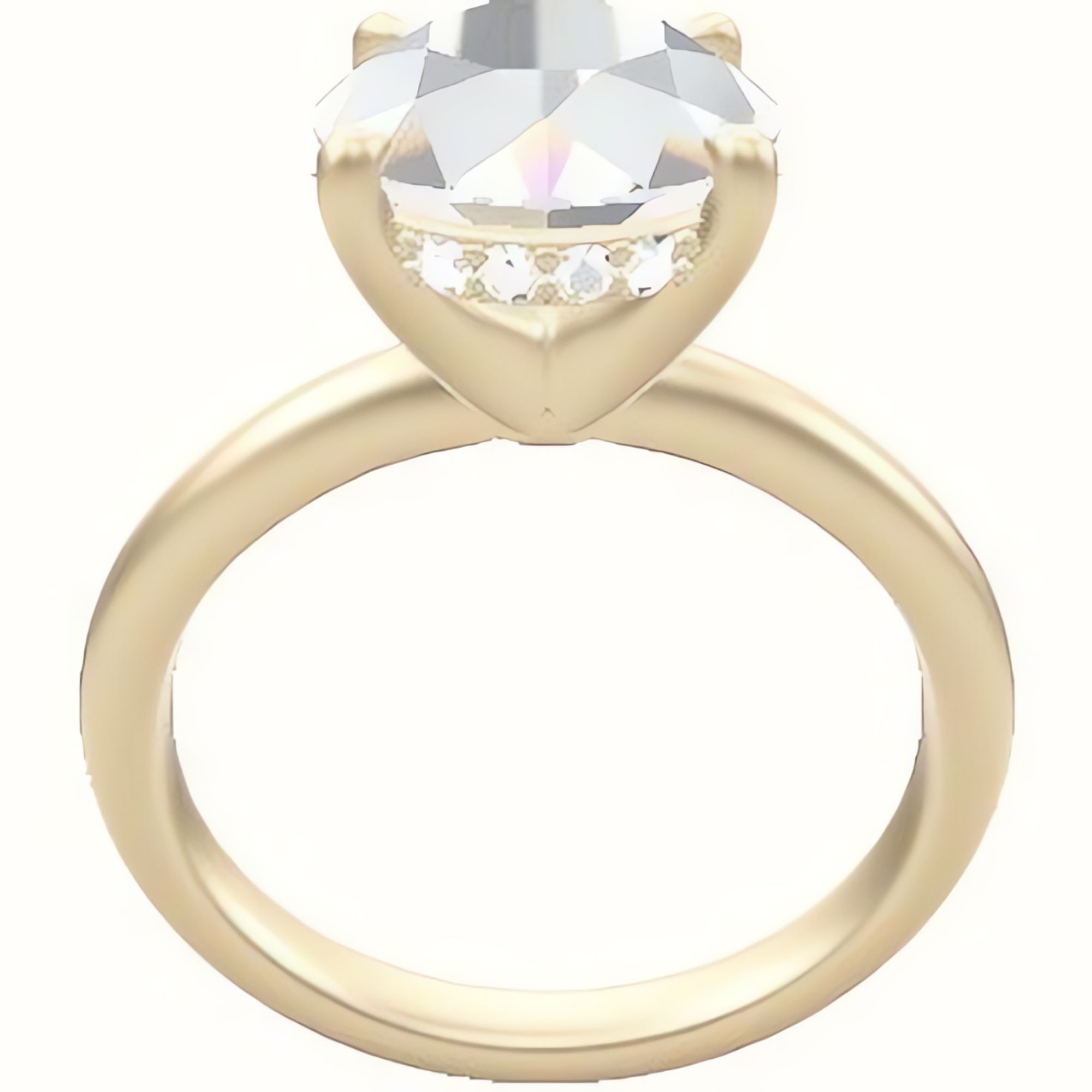 Rounded Solitaire Engagement Ring With V Prong with Hidden Halo Head