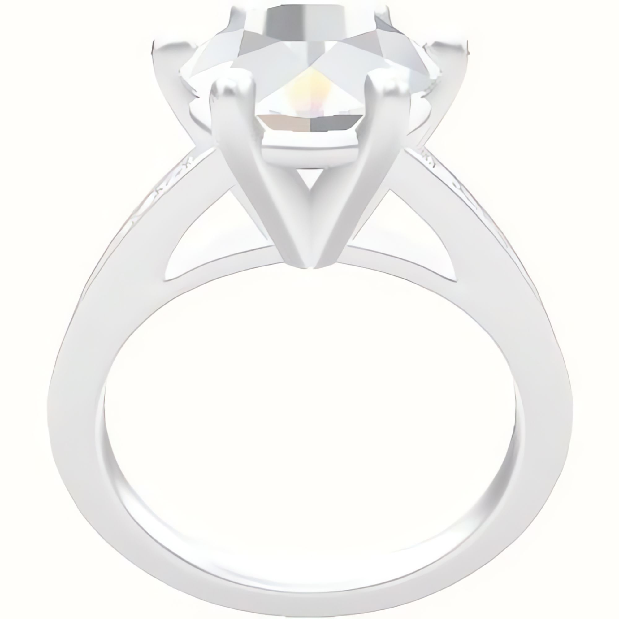 Micropave Cathedral Engagement Ring With High Set Six Prong Head