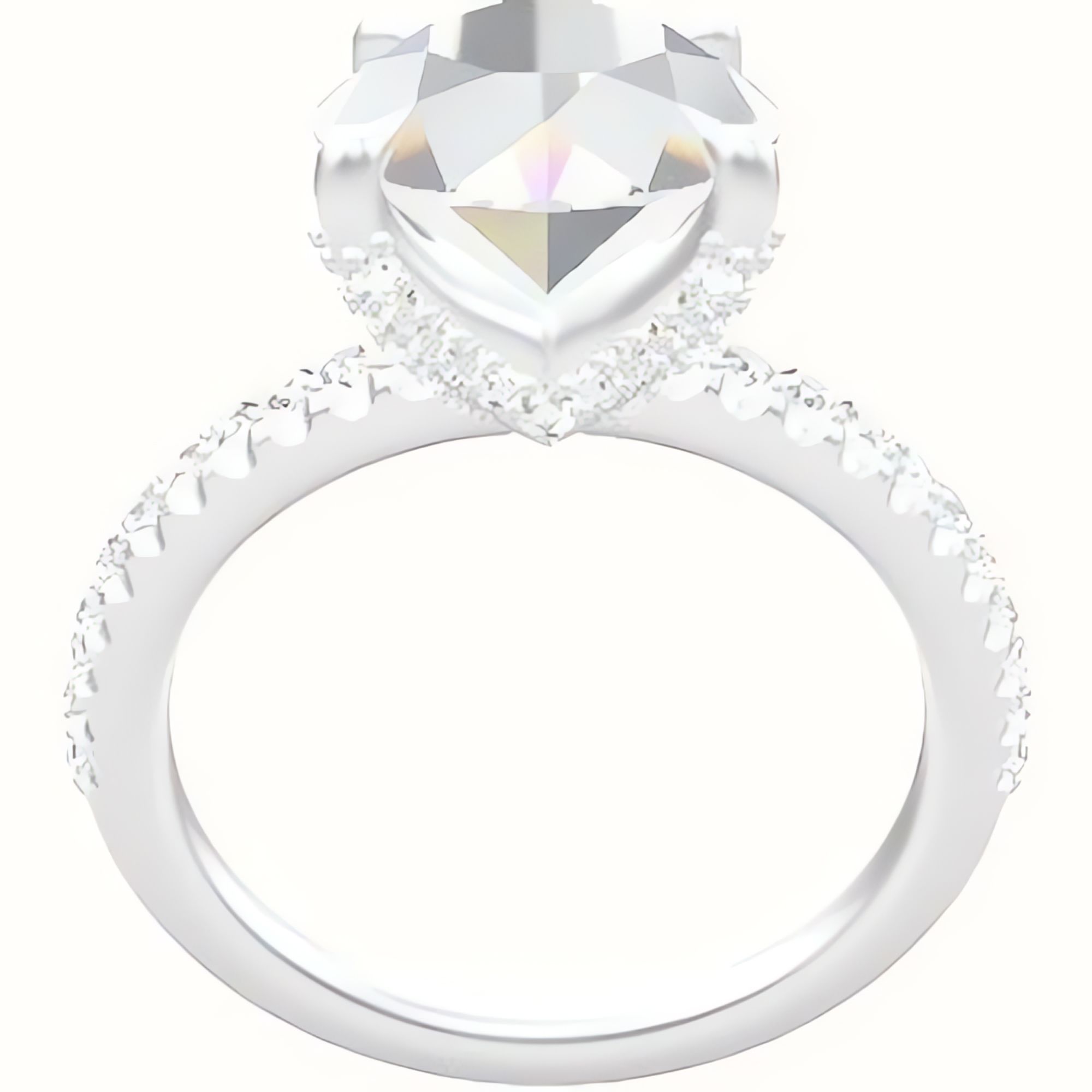illusion Pave Engagement Ring With Double Pave V Prong Head