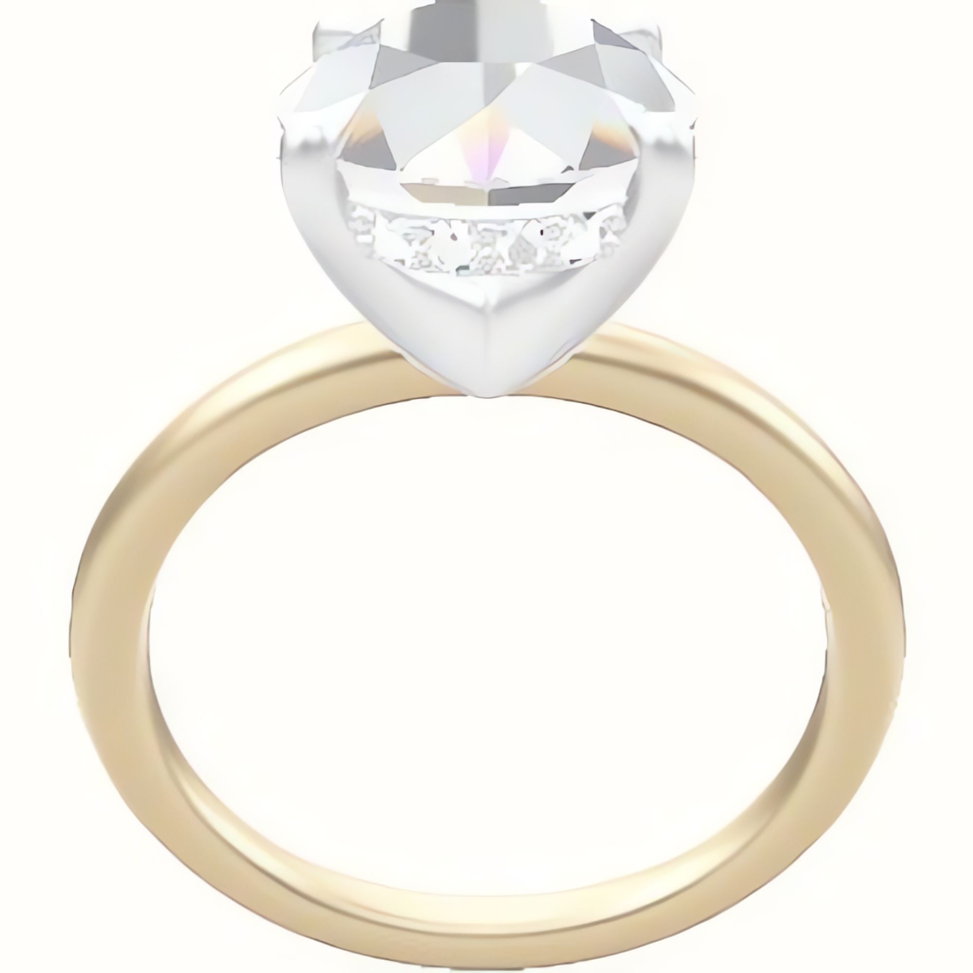Classic Solitaire Engagement Ring With V Prong with Hidden Halo Head